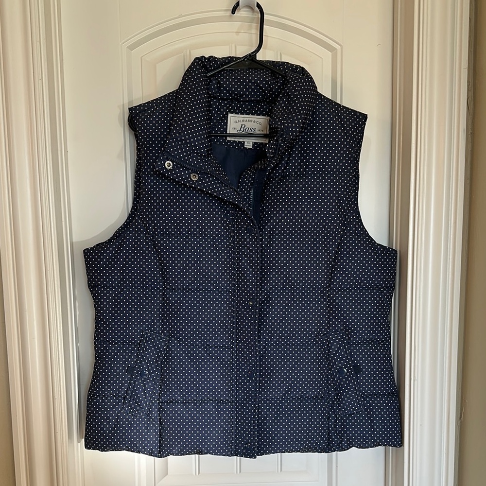 (New w/ Tags) Navy Blue Vest with Pink Polka Dots